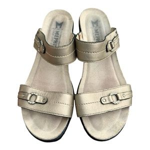 Mephisto Metallic Gold Wedge Sandals
